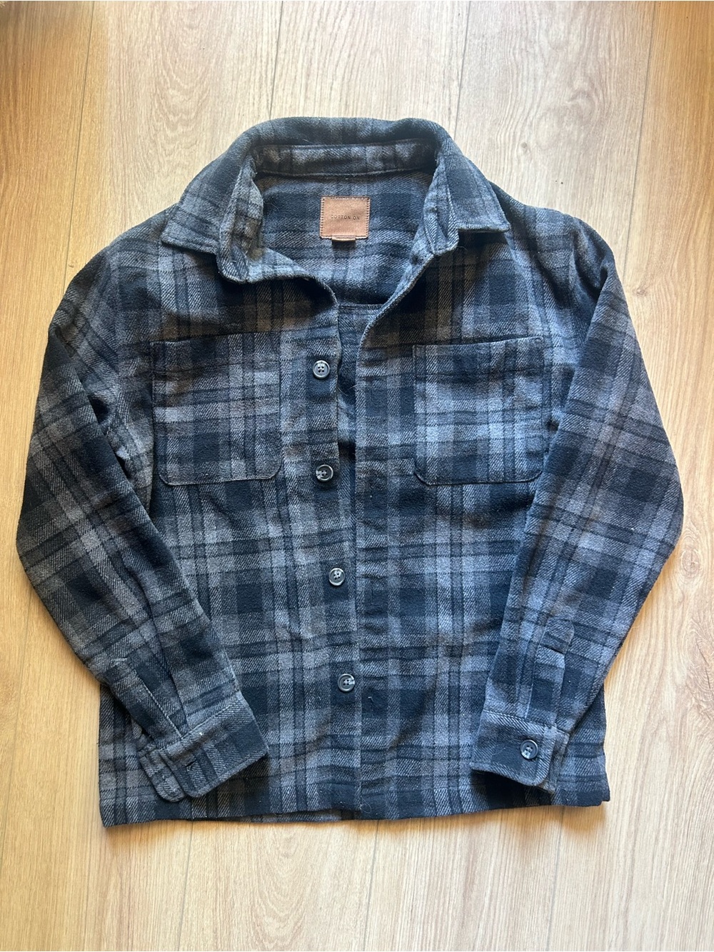 Cotton On Black & Gray Plaid Button-Down Shirt- XXS
